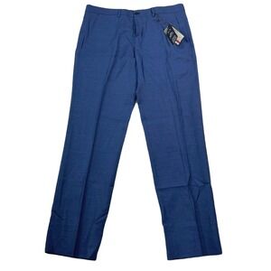 AX Armani Exchange Dress Pants Mens 34x29 Blue Wool Stretch NEW $220
